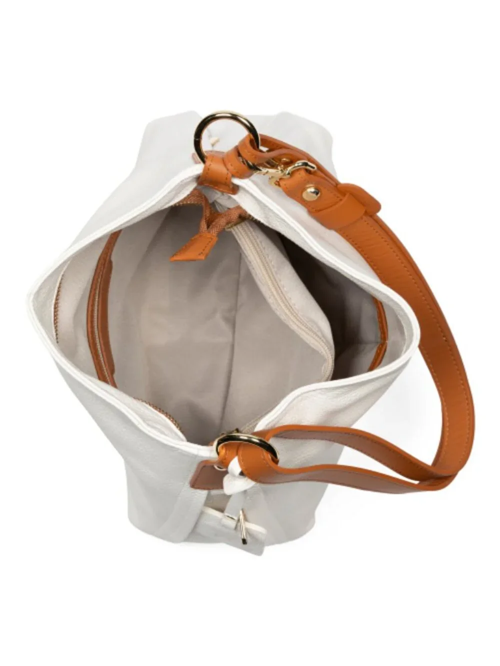 VALENTINA Made In Italy Leather Hobo Bag With Multi Compartments
